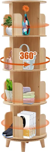 Estantería giratoria de 4 niveles de 360 niveles para niños y adultos, organizador multifuncional, torre giratoria para libros para aulas, 4 capas
