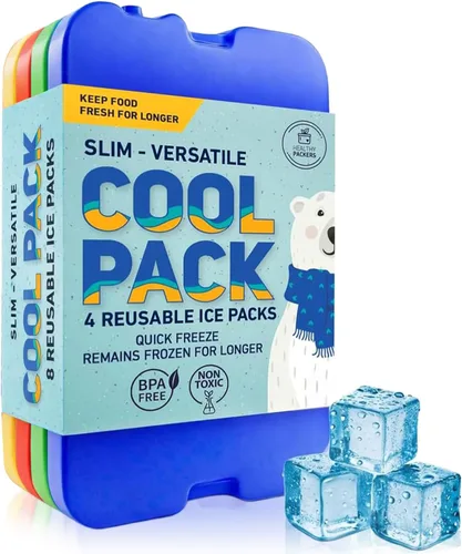 Healthy Packers Paquetes de hielo para loncheras y enfriadores – Paquete fresco original | Paquete de hielo reutilizable delgado y duradero para
