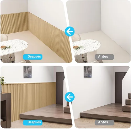 Vista 3 de Art3d Paneles de revestimiento de madera, tablero de pared de poliestireno con cuentas para decoración de pared interior, 79.3 pulgadas de ancho x