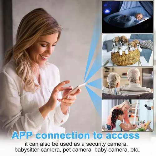 Vista 3 de Cámara de seguridad inalámbrica WiFi más pequeña Cámaras HD Visión nocturna Detección de movimiento Cámaras interiores con control de aplicación