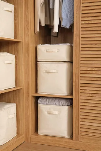 Vista 8 de Canasta decorativa rectangular de tela con asas, organizadora para guardar la ropa