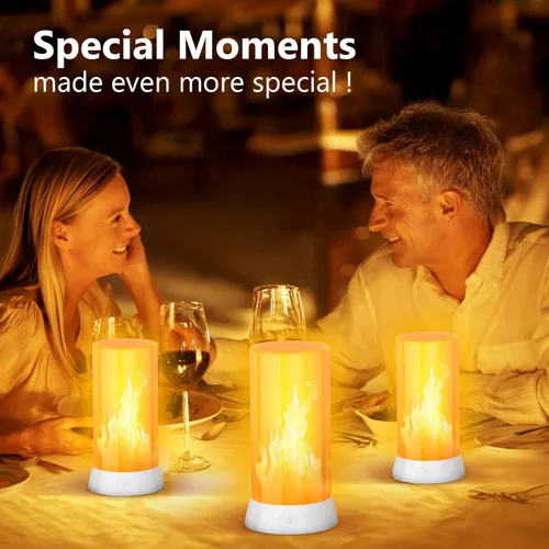 Vista 4 de 2PCS LED Flame Light, USB Rechargeable Flame Lamp with Remote & Timer, Waterproof Dimmable Flameless Candles Light for Home Party Garden Camping