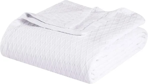 Vista 28 de Superior Diamond Weave - Manta de algodón de tejido diamante para todas las estaciones, cubierta para el hogar, sofá, cama, mantas suaves y cálidas