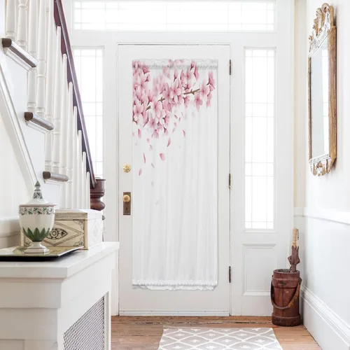 Vista 12 de Cortinas de primavera rosa Sakura con luz lateral francesa para puerta delantera, ventana, puerta de 25 x 40 pulgadas, cortina de panel de cortina