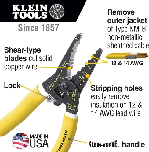 Vista 3 de Klein Tools Cortador/pelacables (K1412) y juego de destornilladores