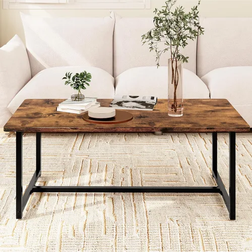 Vista 6 de Mesa de centro para sala de estar, mesas centrales rectangulares modernas para espacios pequeños, muebles industriales, mesas auxiliares de sofá