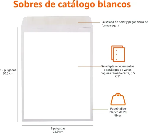 Vista 9 de Amazon Basics - Sobres para envíos de catálogo, cierre adhesivo, 6 x 9 pulgadas, marrón kraft, paquete de 500 unidades 2-Marrón Kraft