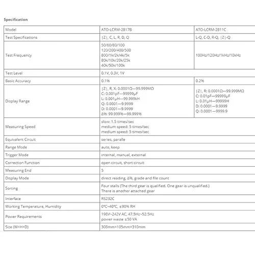 Vista 8 de Medidor LCR digital ATO, 50 Hz ~ 100 kHz o 100 Hz ~ 10 kHz de alta precisión para probar inductancia, capacitancia y resistencia 0.1% de precisión