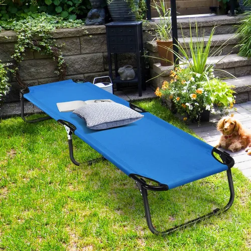 Vista 2 de COSTWAY Cama de camping plegable al aire libre portátil militar cuna dormir senderismo viaje azul