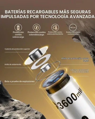 Vista 6 de PHILIPS Batería de litio AA recargable, paquete de 4, batería de iones de litio de 1.5 V 3600 mWh, 1200 baterías de larga duración funciona