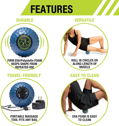 Vista 5 de Pro-Tec Athletics Orb Activate - Bola de masaje vibratoria, azul, 4.5 pulgadas de diámetro