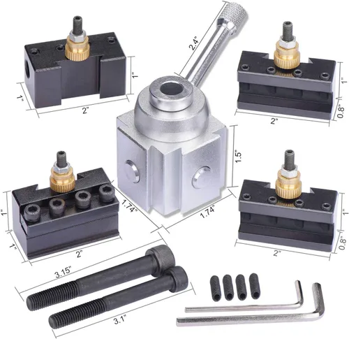 Vista 3 de Conjunto de poste de herramienta de cambio rápido de cuerpo de aluminio para mini máquina de torno