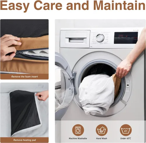 Vista 5 de Cama térmica para perros de tamaño mediano, funda impermeable para mascotas, sofá ortopédico mediano para perros, espuma viscoelástica