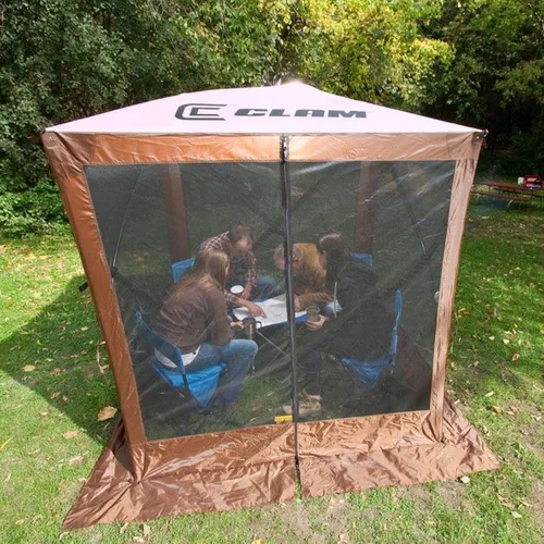 Vista 6 de CLAM Tienda de campaña con pantalla emergente, toldo para acampar al aire libre, viajero, 6 x 6 pies, marrón
