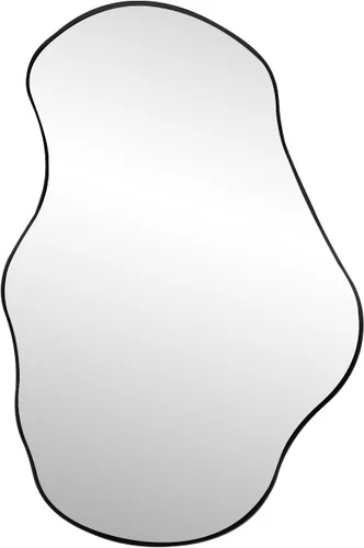 Vista 9 de Espejo de forma irregular, espejos asimétricos de 30 x 20 pulgadas con marco de metal, espejos de pared abstractos decorativos, moderno espejo funky