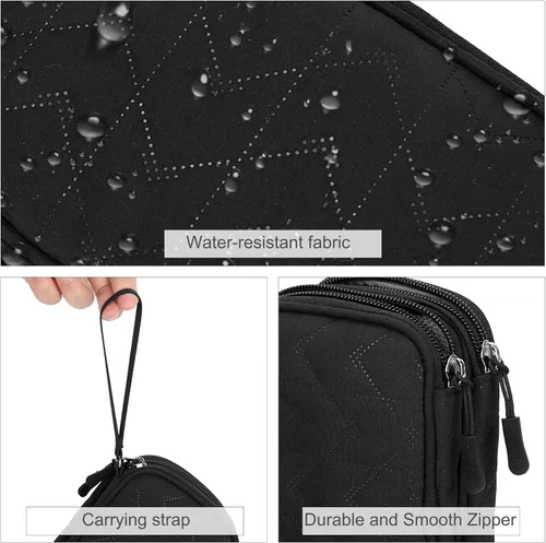 Vista 346 de FYY Organizador para accesorios electrónicos, para viajes, para cables, celular y cargadores, estuche portátil, impermeable, doble capa, bolsa