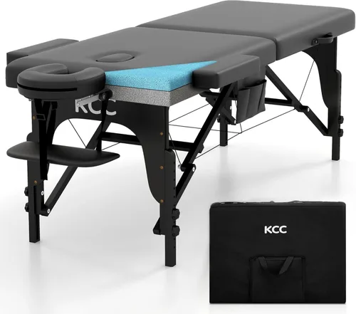 Vista 9 de KCC Mesa de masaje de espuma viscoelástica Premium portátil plegable, cama de masaje de altura ajustable, 213 cm de largo x 71 cm de ancho, cama