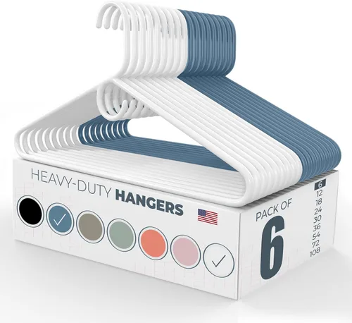 Vista 72 de Neaties Paquete de 6 perchas de ropa resistentes, fabricadas en los Estados Unidos, perchas de plástico de capacidad de 8 libras para ropa