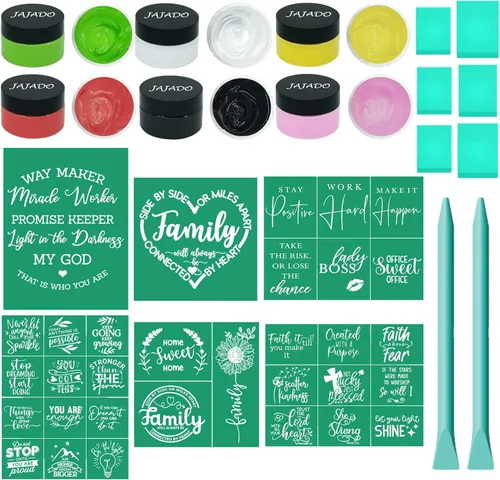 Vista 9 de JAJADO Plantillas de pantalla de seda cristiana, 2 unidades, autoadhesivas, reutilizables, transferencias de malla, impresión inspiradora de fe