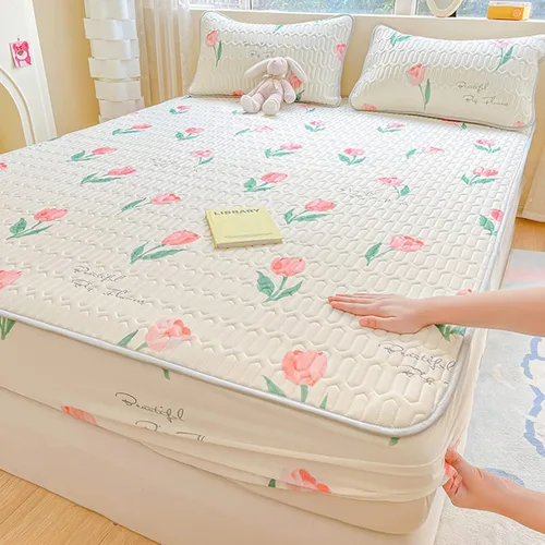 Vista 25 de FCLDESHOP Comfort Hotel - Sábana bajera ajustable de bolsillo profundo, juego de sábanas bajeras y fundas de almohada de seda de hielo de látex