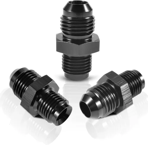 Vista 6 de Adaptador de ajuste de rosca con estriado invertido 6AN macho a 1/2 x 20 Aluminio negro recto Paquete de 2 PFCKE