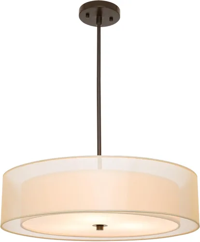 Vista 9 de VONLUCE Candelabros modernos, candelabros de tambor de 18 pulgadas con pantalla de tela de 2 capas, lámpara colgante de 4 luces con base E26