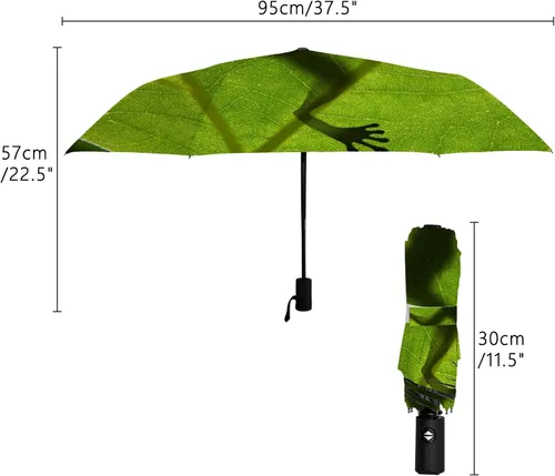 Vista 2 de Baegutly Auto Open Close Umbrella Pumpkin Maple Leaves Autumn Thanksgiving Day Halloween Orange Folding Umbrella Sun Rain Compact Umbrella for Women