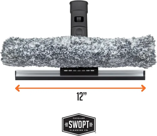 Vista 6 de SWOPT Cabezal de escobilla de goma combinada de 12 pulgadas, hoja con almohadilla de microfibra desmontable, intercambiable con todos los productos
