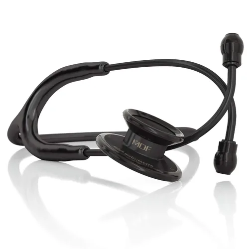 MDF MD One - Estetoscopio de acero inoxidable, adulto, tubo negro, piezas torácicas y auriculares negros, MDF777BO