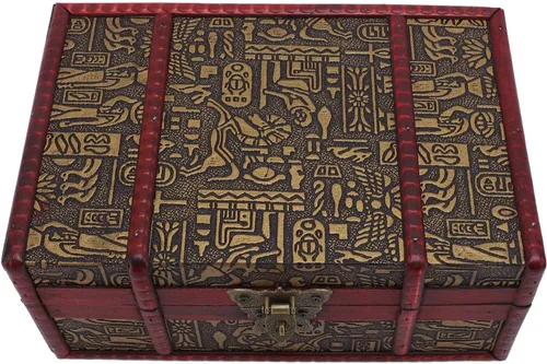 JTLB Vintage Wooden Storage Box with Lock, Multifunctional Antique Chest for Treasures, Jewellery, Cosmetics, Ideal Desk Decoration, Festive Prop