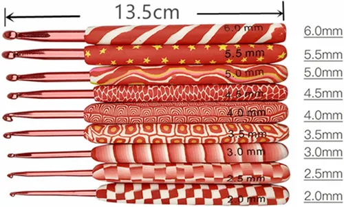 Vista 2 de Juego de 9 ganchos de ganchillo, agujas de ganchillo de mango suave, herramientas de tejido de hilo para bricolaje, 0.079 in, 0.098 in, 0.118 in