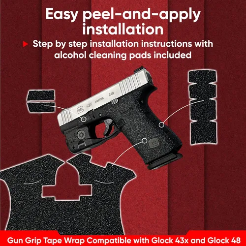 Vista 3 de Handleitgrips Handgun Grip Tape Compatible with Glock 43x and Glock 48 - Rubber Pistol Grip Wrap Tape, Easy Install Accessories, Veteran Owned, Made