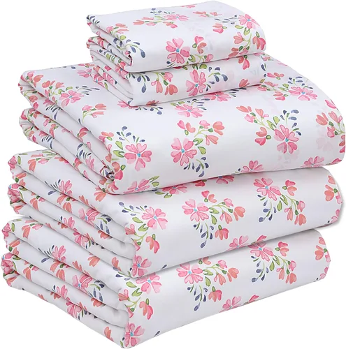 Vista 89 de RUVANTI Sábanas 100% algodón percal tamaño Queen, diseño floral refrescante y transpirable, duraderas, con una sensación nítida, suave y cómoda