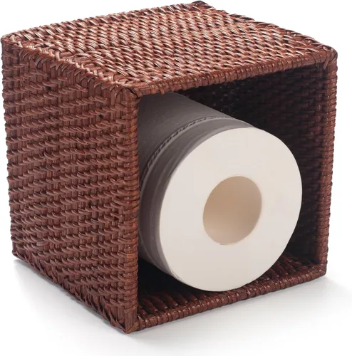 Vista 7 de Funda cuadrada de ratán para caja de pañuelos de mimbre, tejido a mano, 5.5 x 5.5 x 5.7 pulgadas, marrón miel