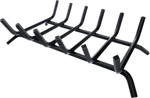 Vista 10 de Rejilla para chimenea, soporte para troncos de chimenea de 30 pulgadas, estante de leña de hierro fundido sólido resistente
