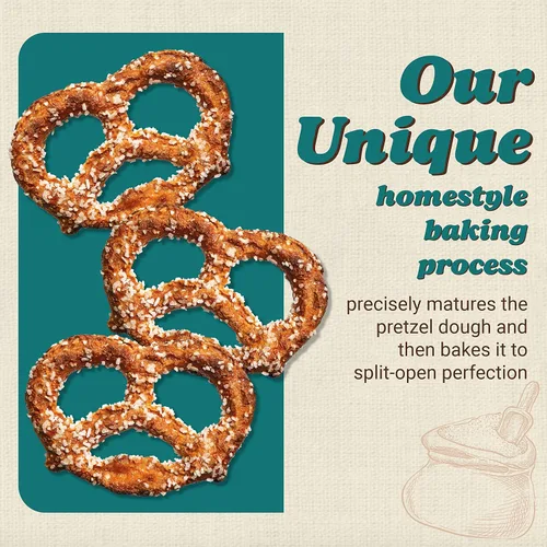 Vista 4 de Unique Snacks Pretzels extra de sal dividida, deliciosos horneados con estilo casero, certificado OU Kosher y sin OMG, sin sabor artificial, bolsas