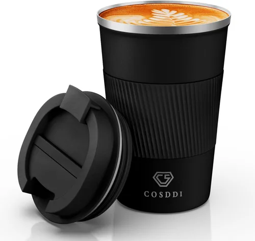 Vista 36 de CS COSDDI - Vaso térmico de acero inoxidable de 12 onzas con aislamiento al vacío, taza de viaje de café a prueba de derrames con tapa