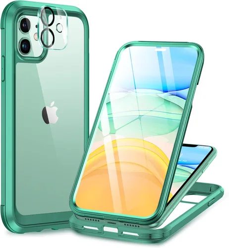 Vista 201 de Miracase Glass Series - Funda para iPhone 11 de 6.1 pulgadas, funda resistente de cuerpo completo mejorado con protector de pantalla de vidrio Negro