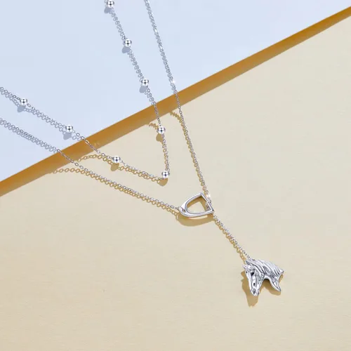 Vista 4 de Lariat - Collar en capas de plata de ley 925, gargantilla en capas en Y, joyería de Navidad, regalos para mujer