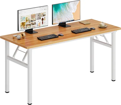 Vista 35 de DlandHome Escritorio plegable pequeño de 31.5 pulgadas, escritorio de computadora para oficina en casa, mesa plegable para espacios pequeños,