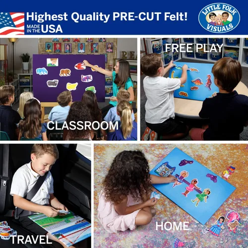 Vista 3 de Little Folk Visuals Pequeñas figuras de tablero de franela precortada/fieltro de ayudantes comunitarios, juego de 44 piezas