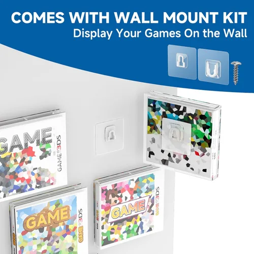 Vista 5 de Video Game Box Protector Case for 3DS Games, 3MM Clear Acrylic Display Case with Wall Mount Compatible with Nintendo 3DS Game Box (Pack of 1)