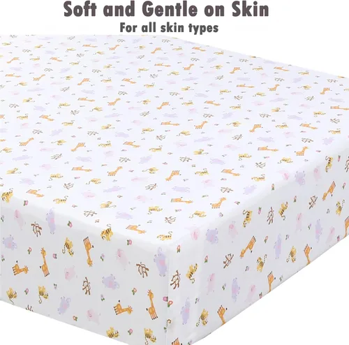 Vista 7 de Danica Paquete de 3 sábanas bajeras para cuna de bebé, 100% algodón, para niños y niñas, sábanas estándar para colchón para cuna y niños pequeños