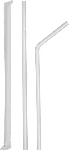 Vista 2 de Comfy Package Pajitas flexibles de plástico desechables envueltas individualmente, sin BPA, color blanco (paquete de 380)