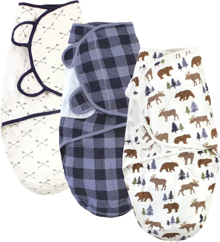 Vista 8 de Hudson Baby Envoltura de algodón acolchada unisex para bebé, 3 unidades, animales de granja para niños, 0-3 meses