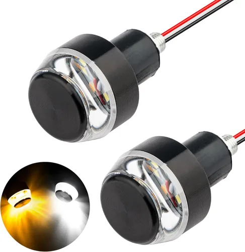 Linkstyle 2 luces intermitentes para motocicleta, 12 luces LED indicadoras de giro, luz frontal de manillar blanco ámbar para motocicleta de 12 V