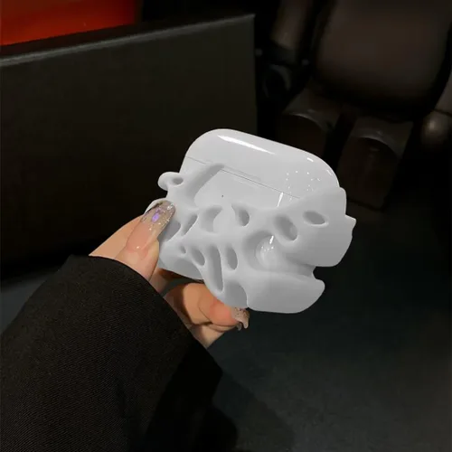 Vista 7 de Funda compatible con AirPods Pro 2, funda única de silicona suave 3D para AirPods Pro 2ª/1ª (2022/2019) (blanco)