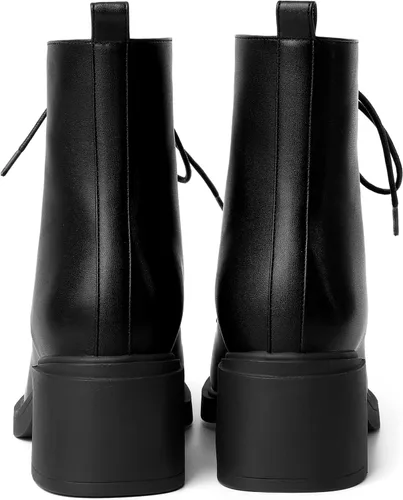 Vista 108 de ROSERWISH Botas altas de tacón bajo y grueso para mujer, con cordones, cómodas, modernas, con puntera redonda, de 2.5 pulgadas