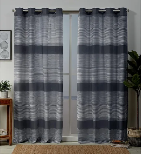 Exclusive Home Curtains Kadomo - Par de paneles de cortinas con ojales en la parte superior, 54x84 pulgadas, azul marino