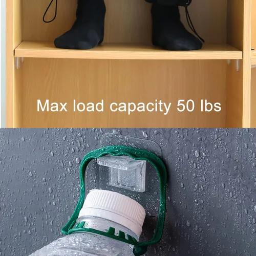 Vista 3 de AccEncyc 12 clavijas de soporte para estantes sin perforaciones, autoadhesivas, clips para estantes sin taladro, soportes para estantes